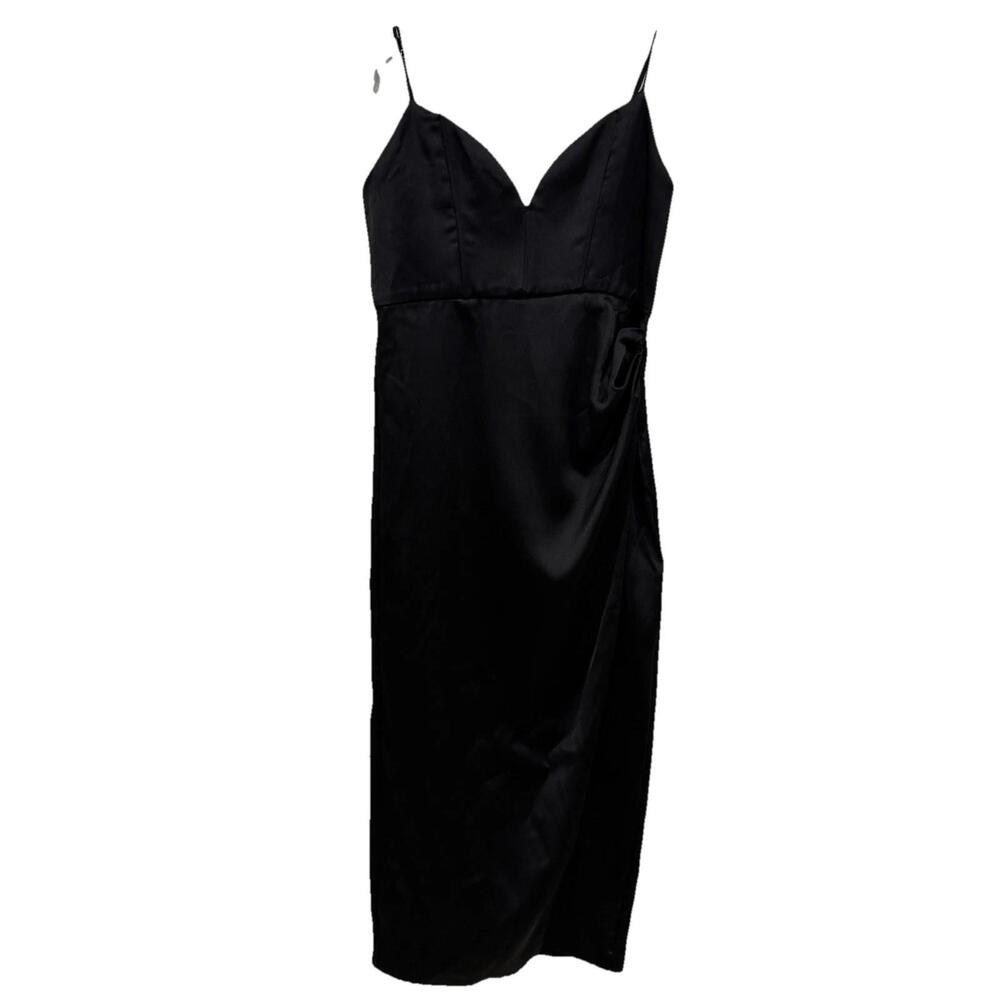 Women’s Zara Satin Black Dress Size Large L Wedding Party Formal